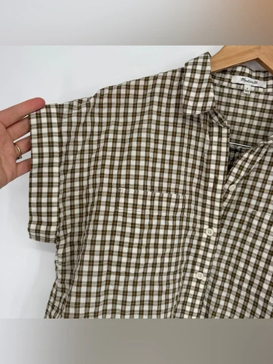 Madewell Seersucker Plaid Blouse Size S - Picture 4 of 5